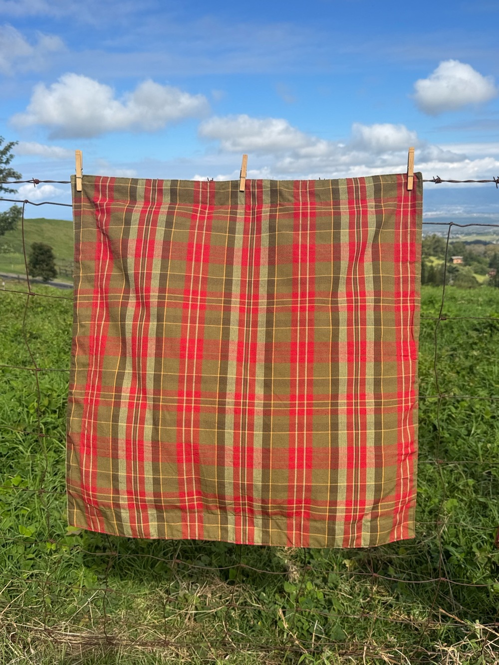 VTG 90s  Ralph Lauren set of 2  Dinesen plaid Euro Shams Linen Blend Green Red